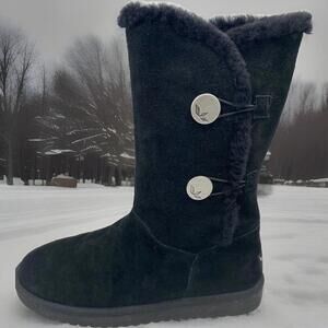 Kookaburra By UGG Womens Black Suede Button Boots Size 10 EUC